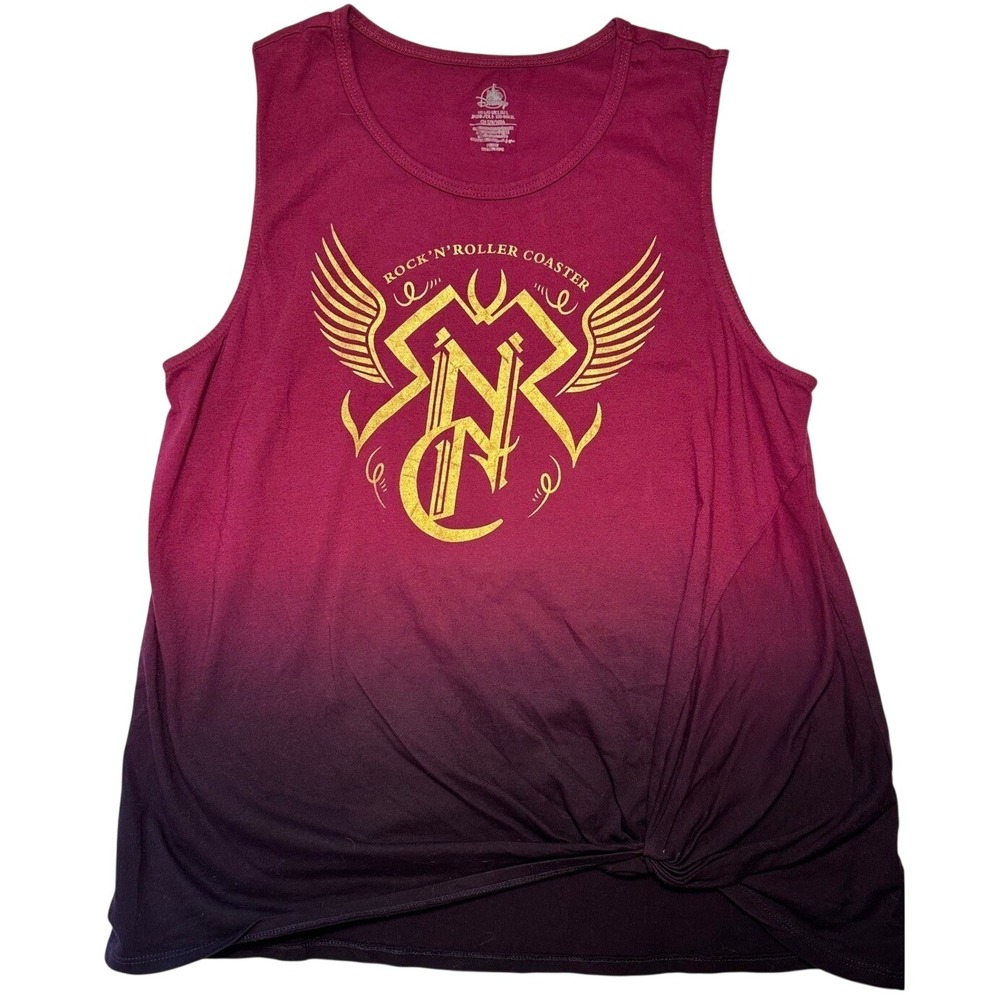Disney Rock n Roller Coaster Tank Top Womens Large‎ Ombre Pink Purple Gold Logo